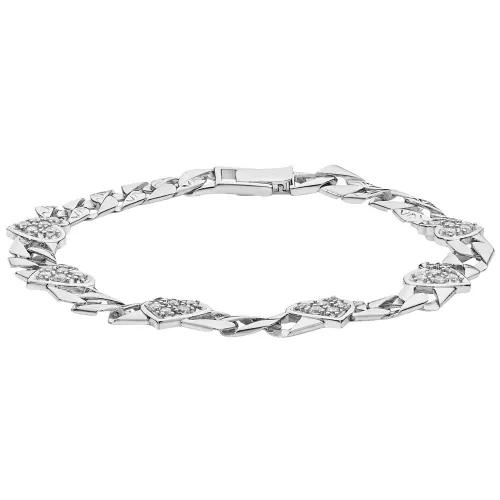 Silver Cast Cz Heart Bracelet 10g